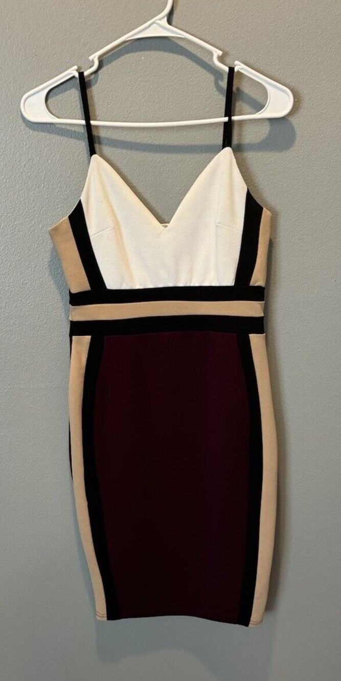 Windsor Women's Purple/Tan/White/Black Colorblock Dress Size M